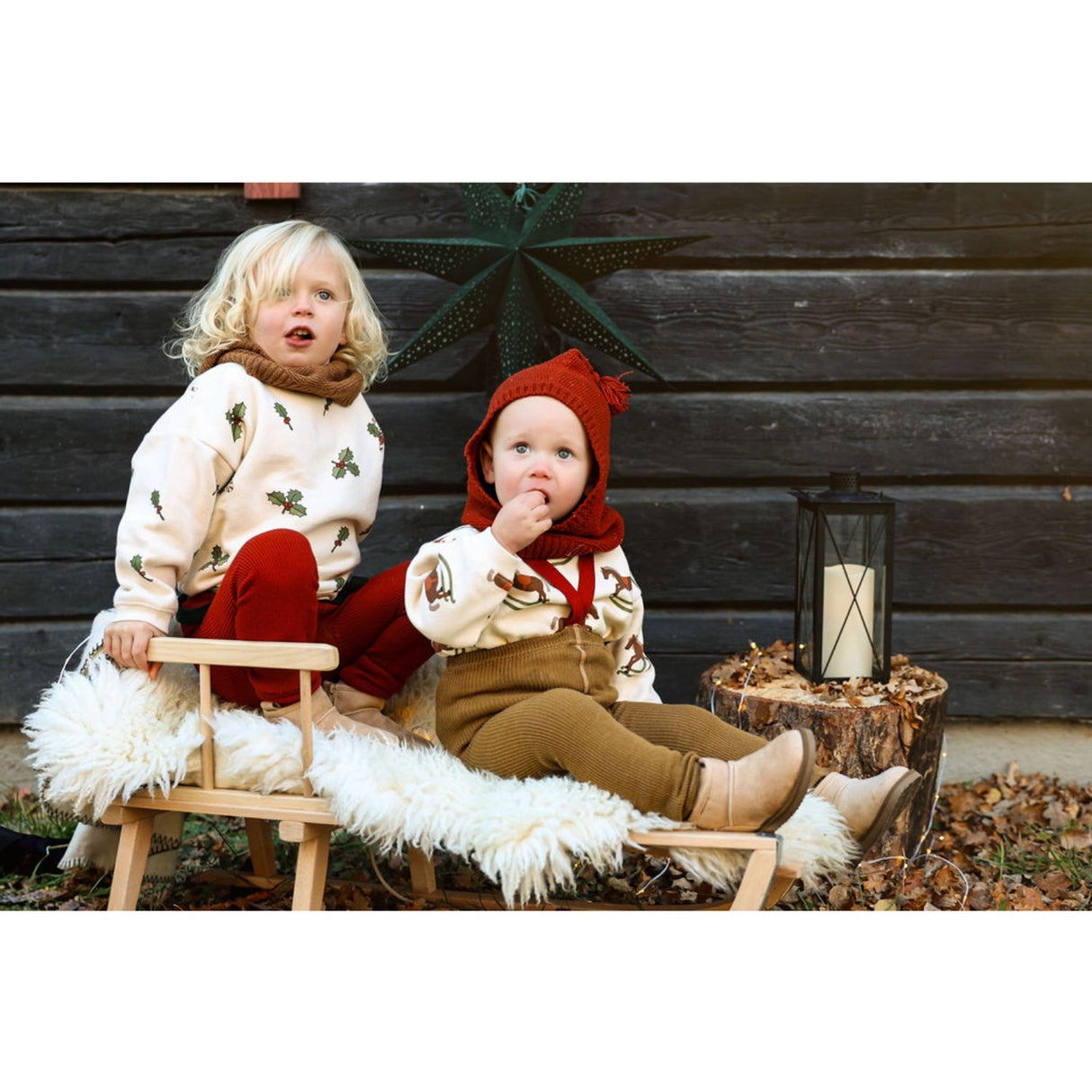 Silly Silas Maple Leaf With Dark Forest Green Footless Tights Christmas Edition
