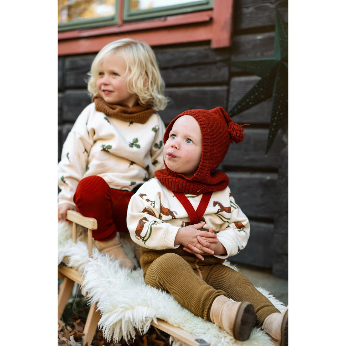 Silly Silas Maple Leaf With Dark Forest Green Footless Tights Christmas Edition