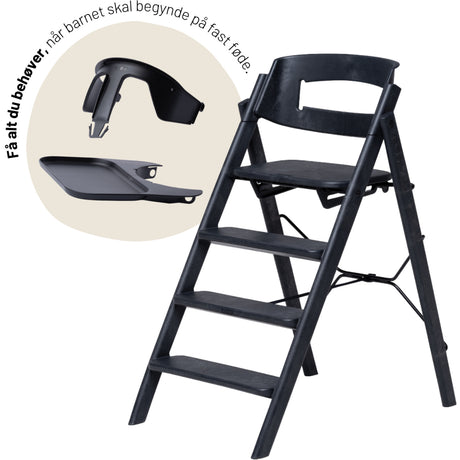 KAOS Charcoal Black Klapp High Chair Recycled With KLAPP® Safety Rail & Tray Bundle