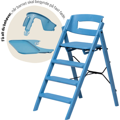 KAOS Swedish Blue Klapp High Chair Recycled With KLAPP® Safety Rail & Tray Bundle