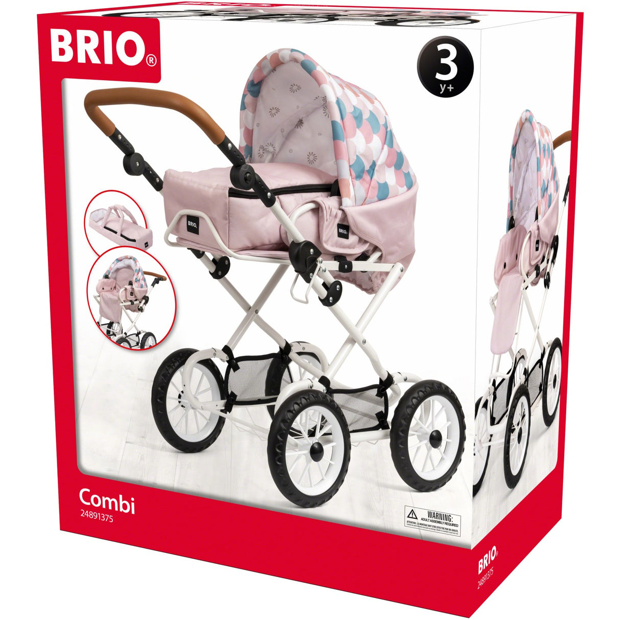 BRIO® Kombi Dukkevogn, Dråbemønster, Pink