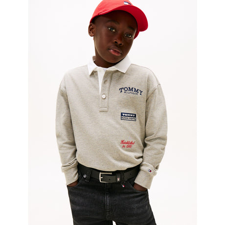 Tommy Hilfiger Mid Grey Heather Multi Print Polo Ls