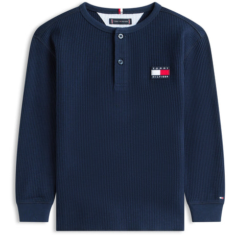 Tommy Hilfiger Dark Night Navy Heritage Henley Waffle Tee Ls
