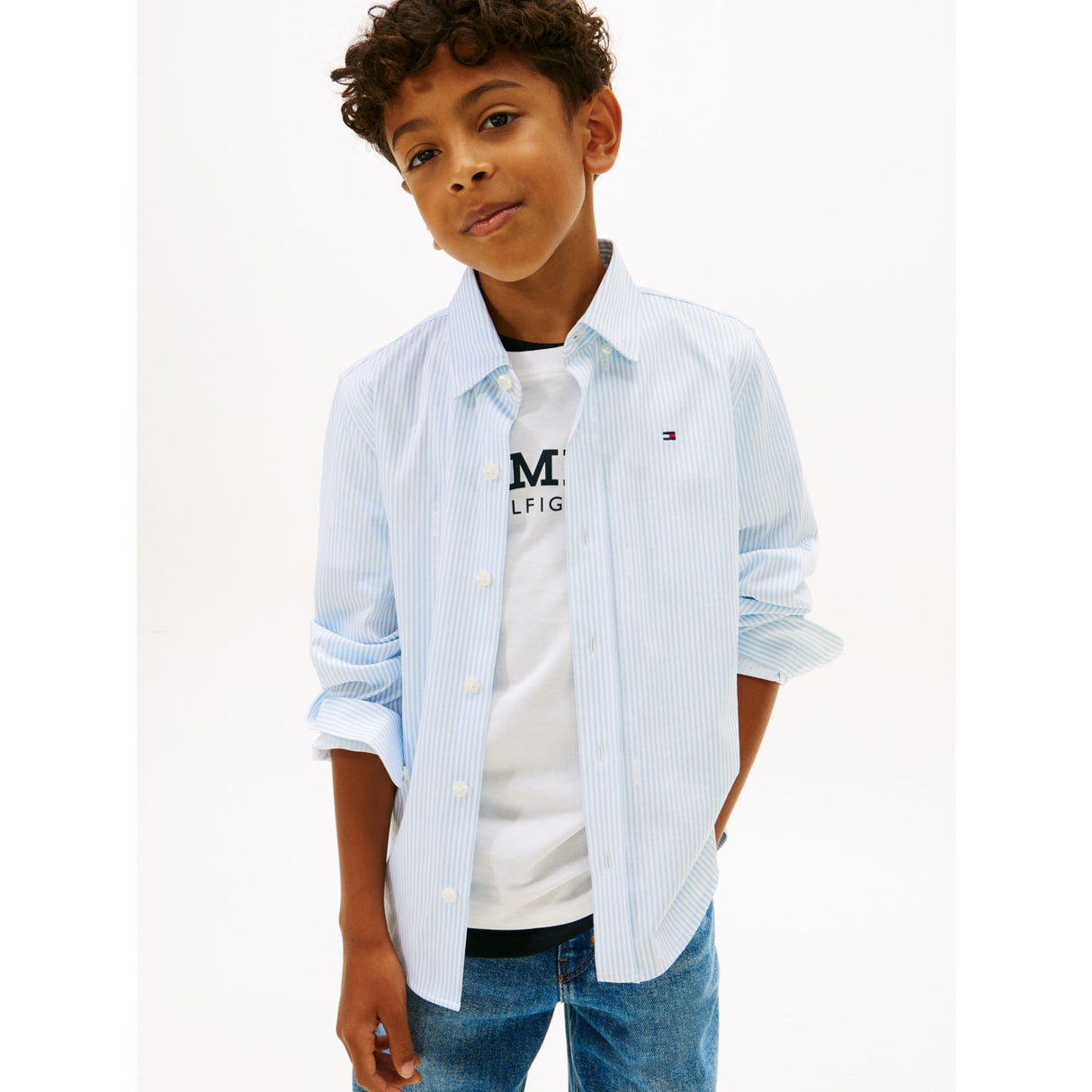 Tommy Hilfiger White Breezy Blue Stripe Aop Jersey Shirt