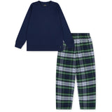 Polo Ralph Lauren White Gordon Plaid L/S Tee & Woven Pant Set