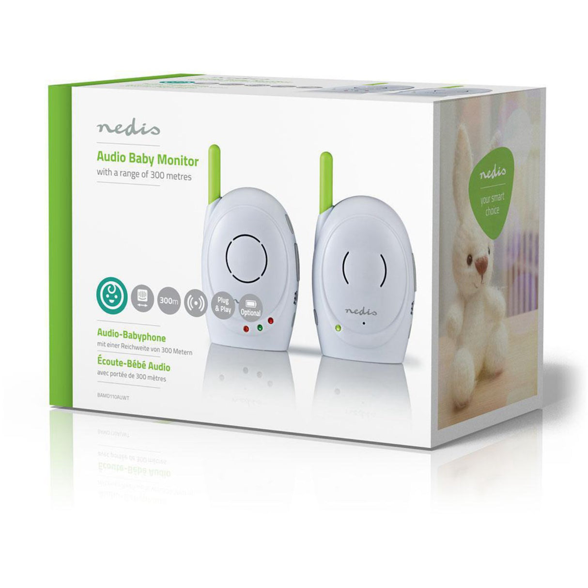 Nedis White/Green Wireless Baby Monitor