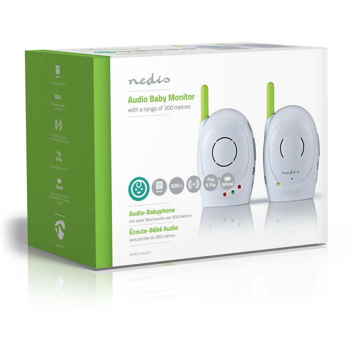 Nedis White/Green Wireless Baby Monitor
