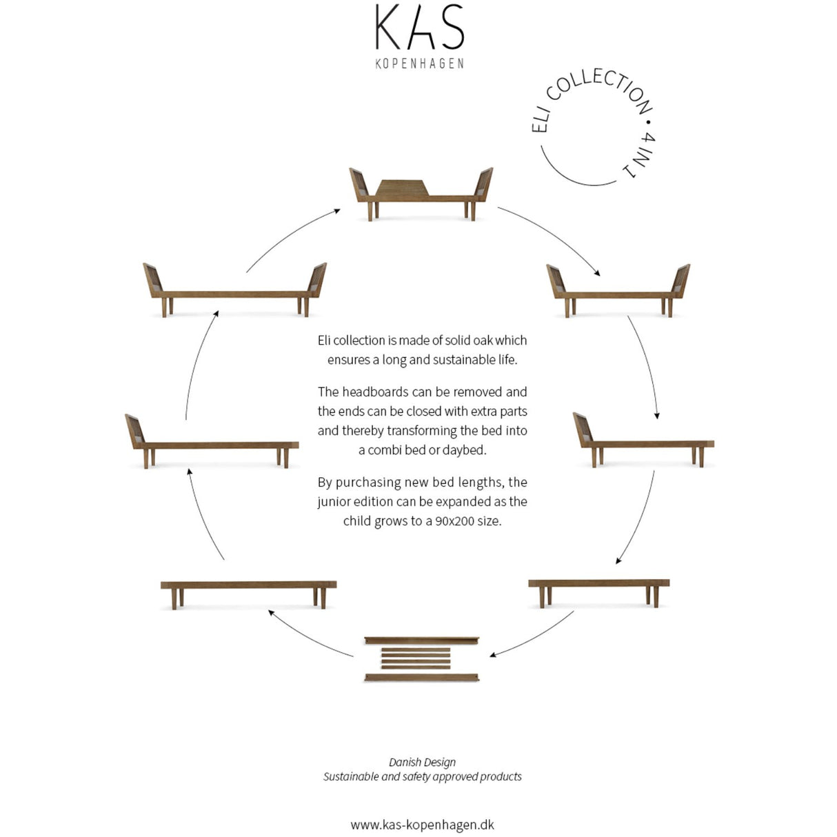 KAS Kopenhagen Smoked Oak Eli Combi Bed