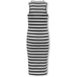 kids ONLY Black Mix White Stripes Kogbelfast Life Stripe Sl Midi Dress Jrs