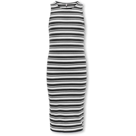 kids ONLY Black Mix White Stripes Kogbelfast Life Stripe Sl Midi Dress Jrs