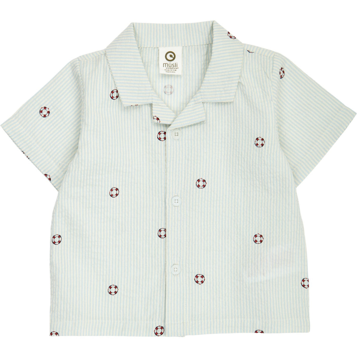 Müsli Tofu/ Ocean/ Mineral Red Seersucker Stripe S/S Shirt Baby