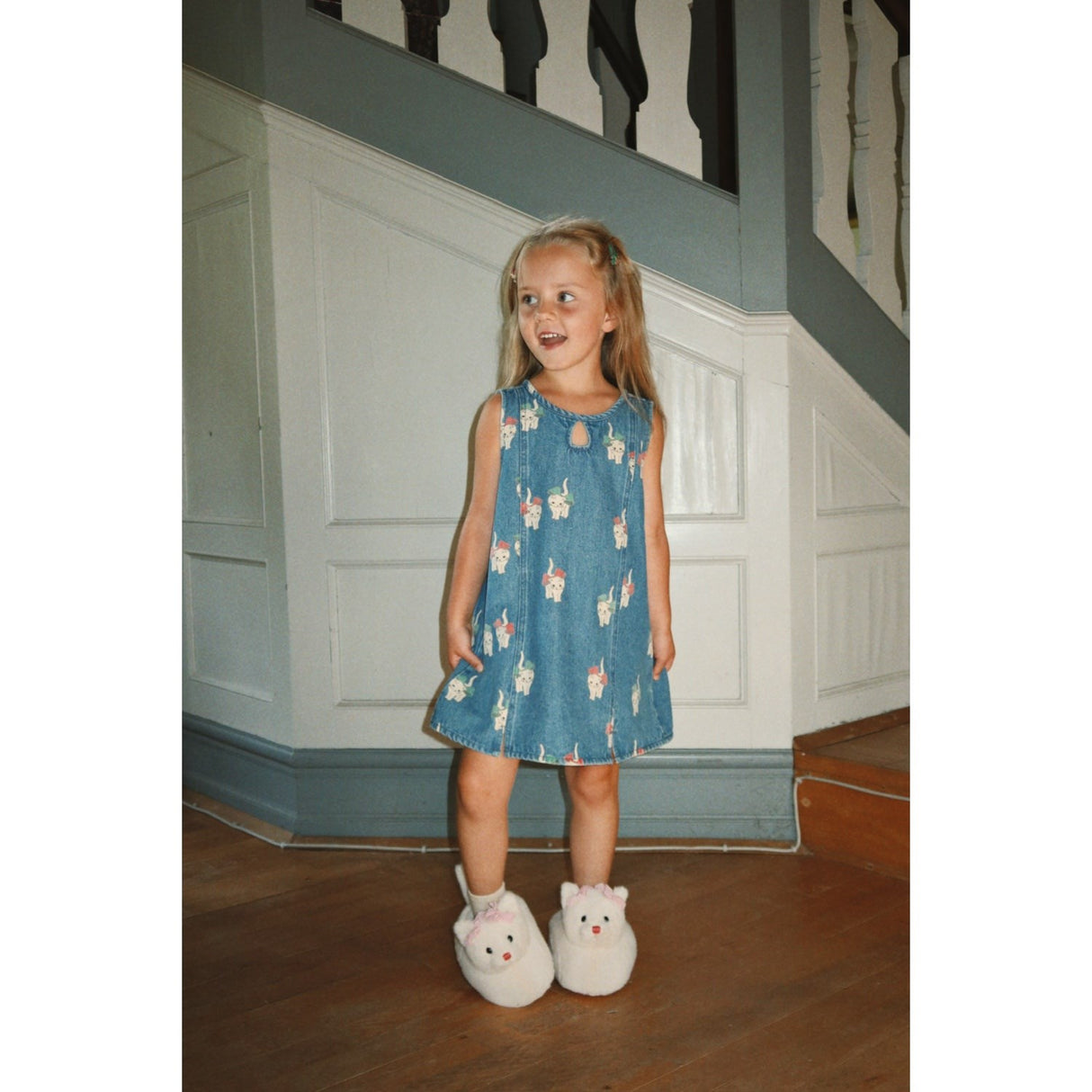 Konges Sløjd Bow Kitty Denim Magot Dress Gots