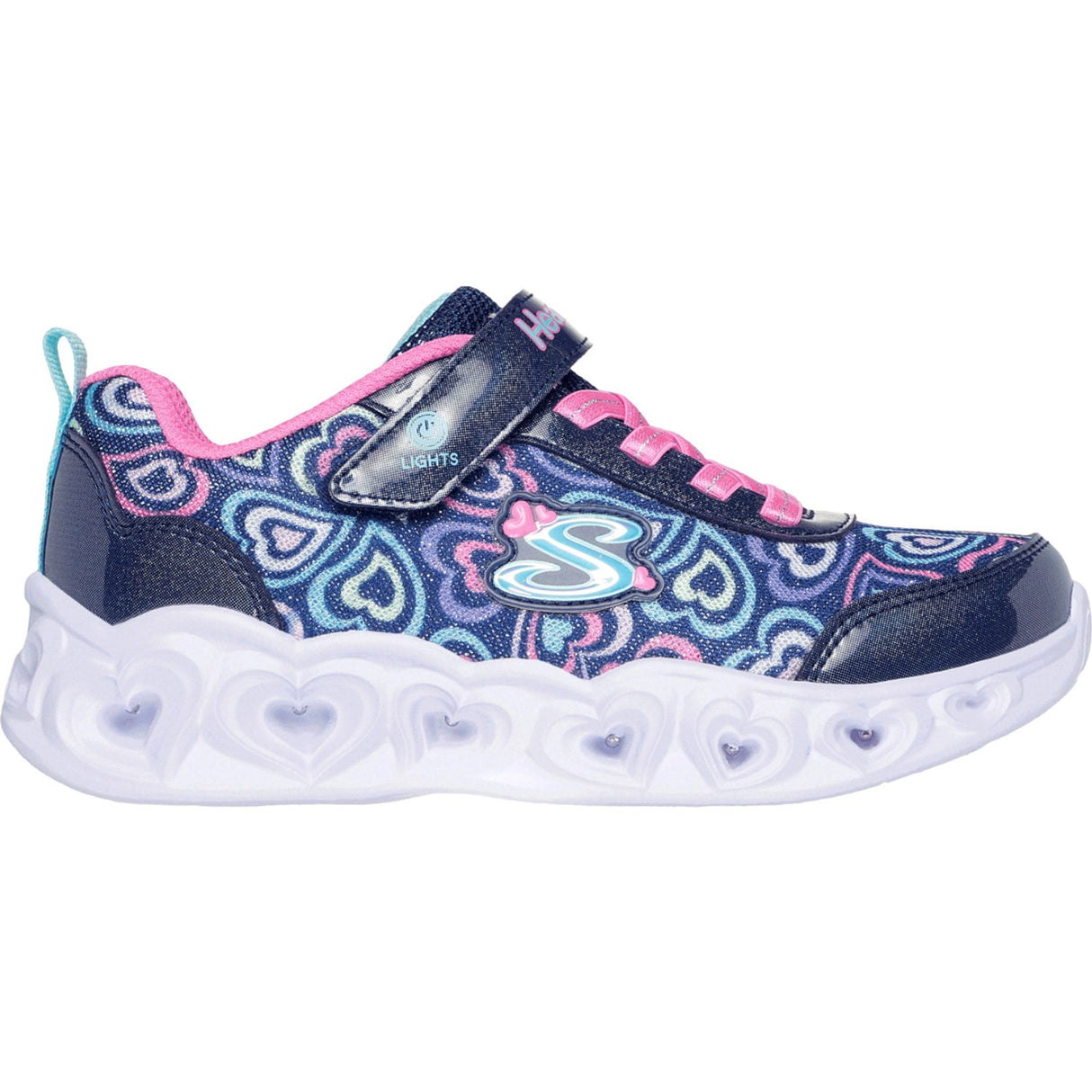 Skechers Navy Heart Lights - Boogie Love