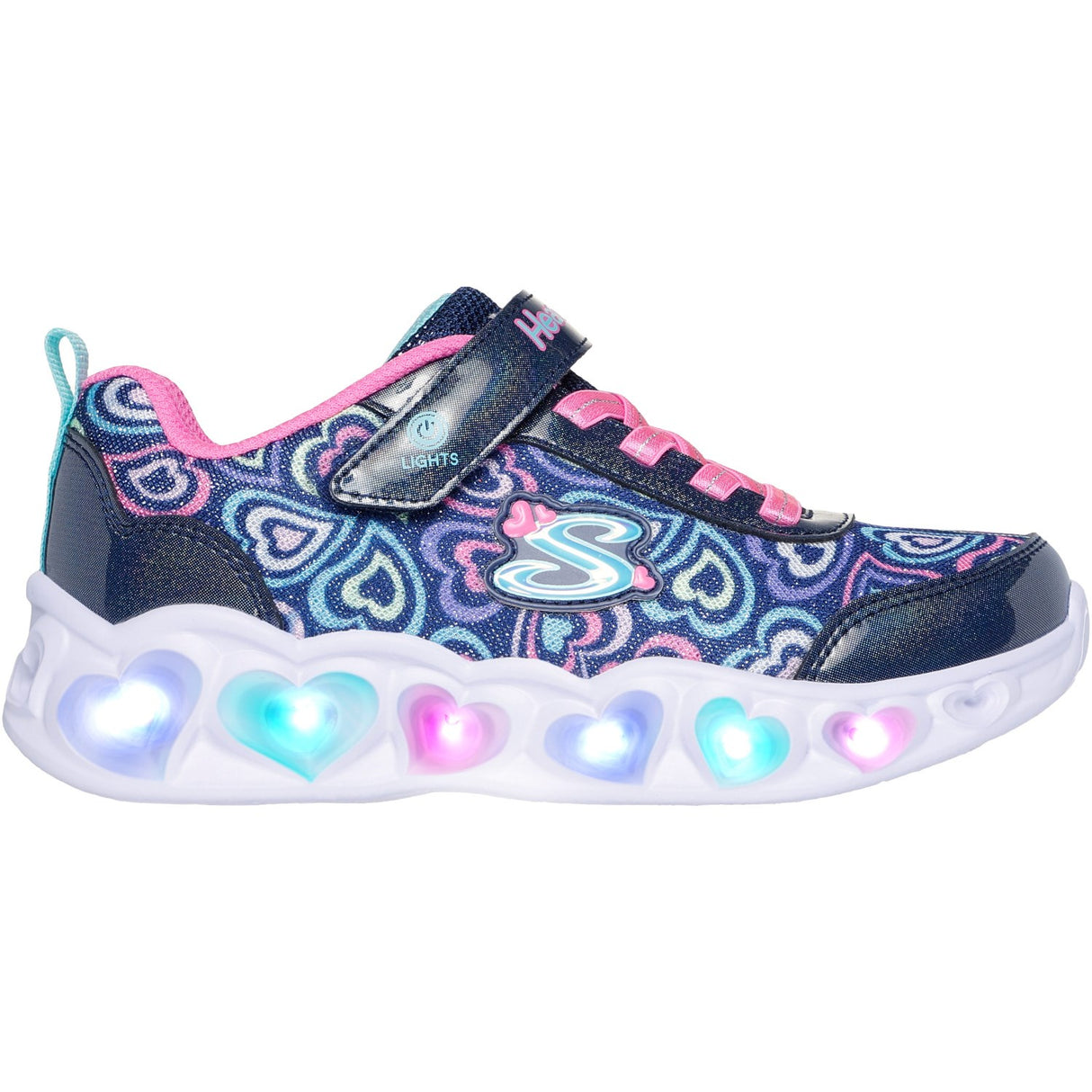 Skechers Navy Heart Lights - Boogie Love