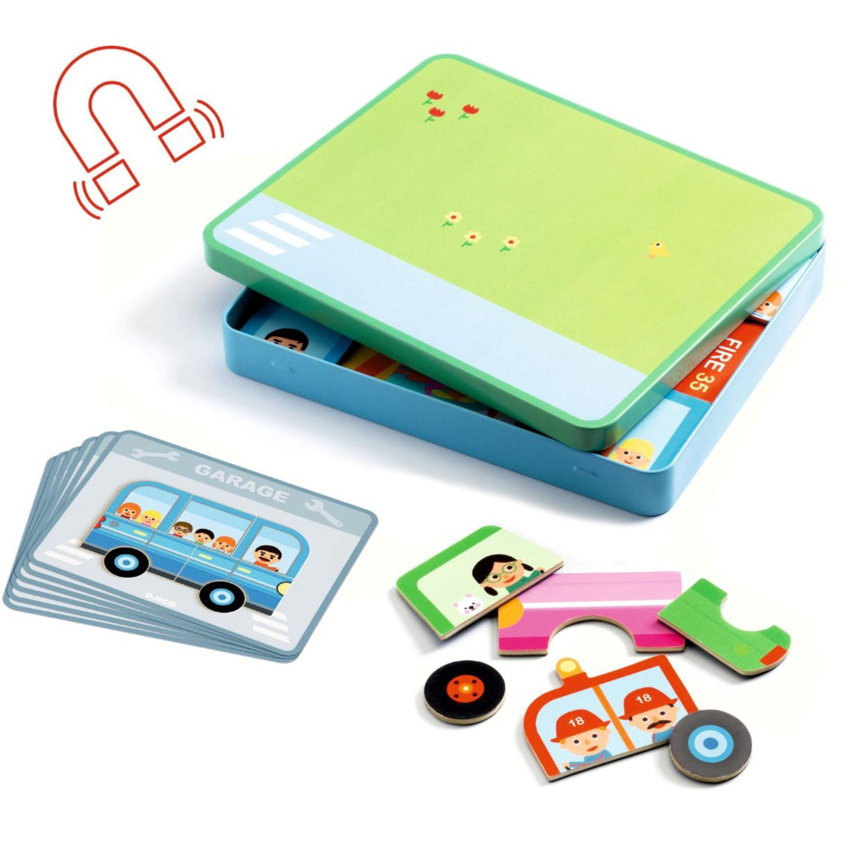 Djeco Inzebox Magnet Leg, Vehicles