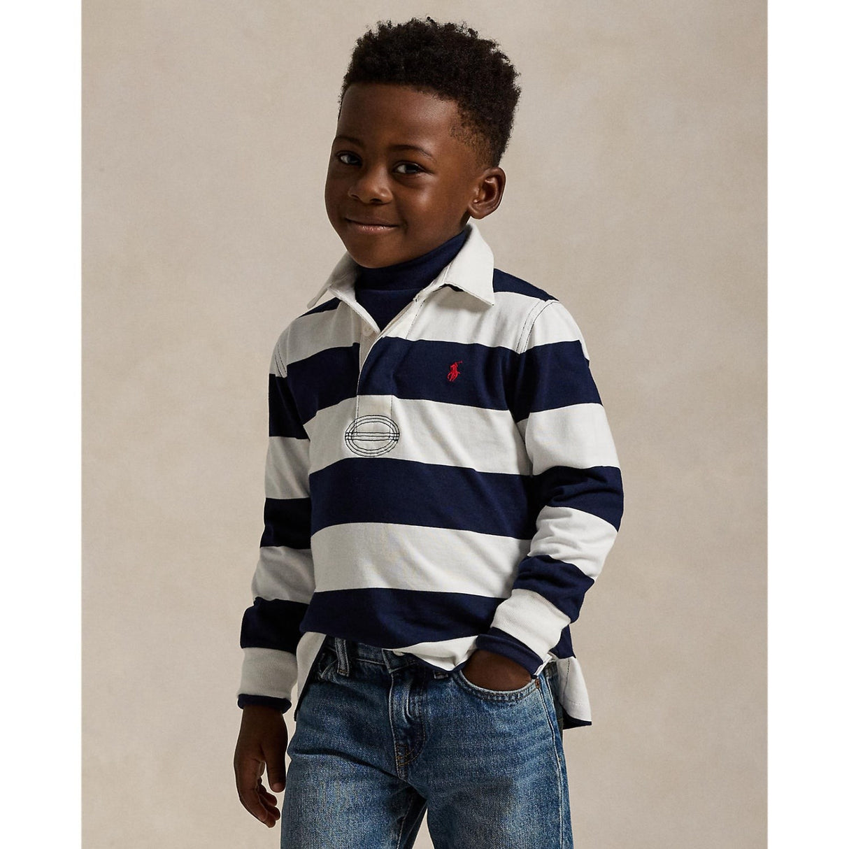 Polo Ralph Lauren White/Cruise Navy Rugby Polo T-Shirt