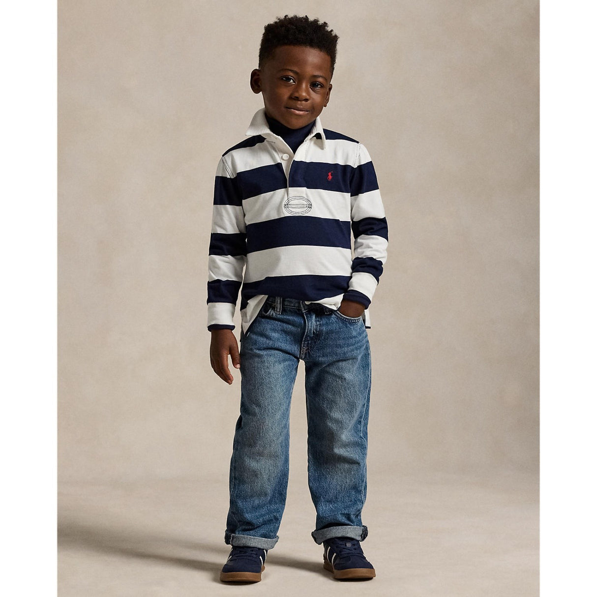 Polo Ralph Lauren White/Cruise Navy Rugby Polo T-Shirt