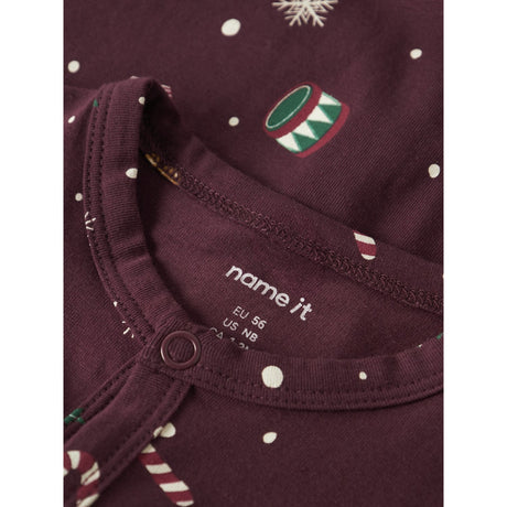 Name It Burgundy Xmas AOP Nbnvismas Ls Nightsuit