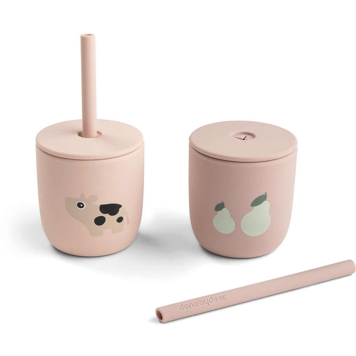 DonebyDeer Tiny Farm Powder Silicone Sugerørskop 2-Pack
