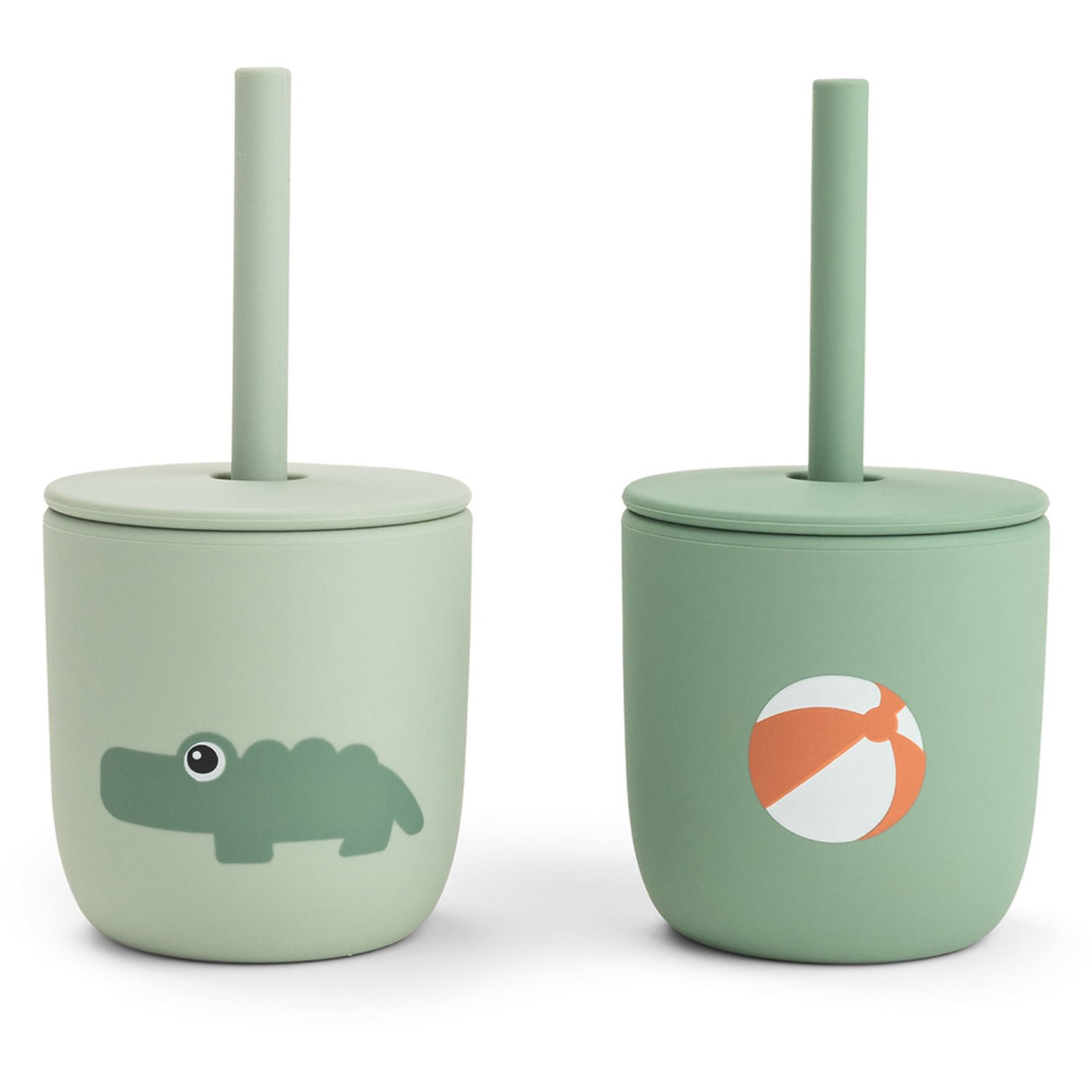 DonebyDeer Playground Green Silicone Sugerørskop 2-Pack