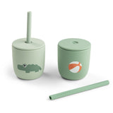 DonebyDeer Playground Green Silicone Sugerørskop 2-Pack