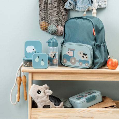 DonebyDeer Tiny Farm Blue Water Bottle With Straw 350 Ml