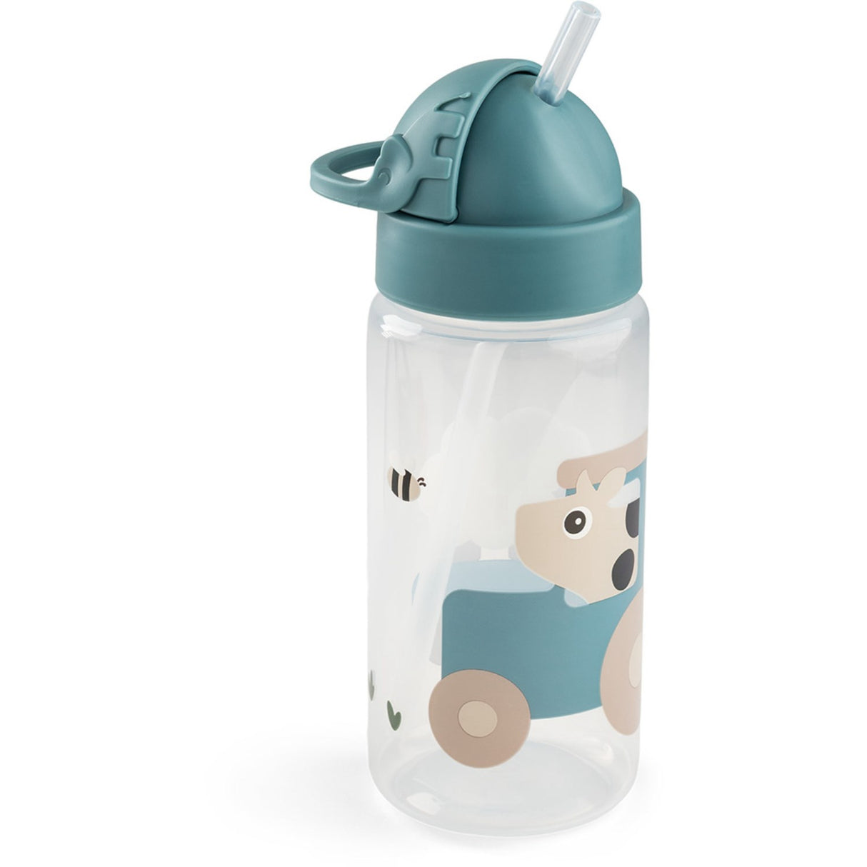 DonebyDeer Tiny Farm Blue Water Bottle With Straw 350 Ml