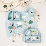DonebyDeer Tiny Farm Blue Stick&Stay Inddelt Plate