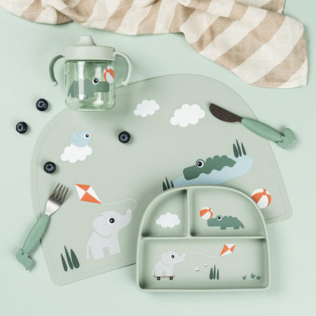 DonebyDeer Playground Green Stick&Stay Inddelt Plate