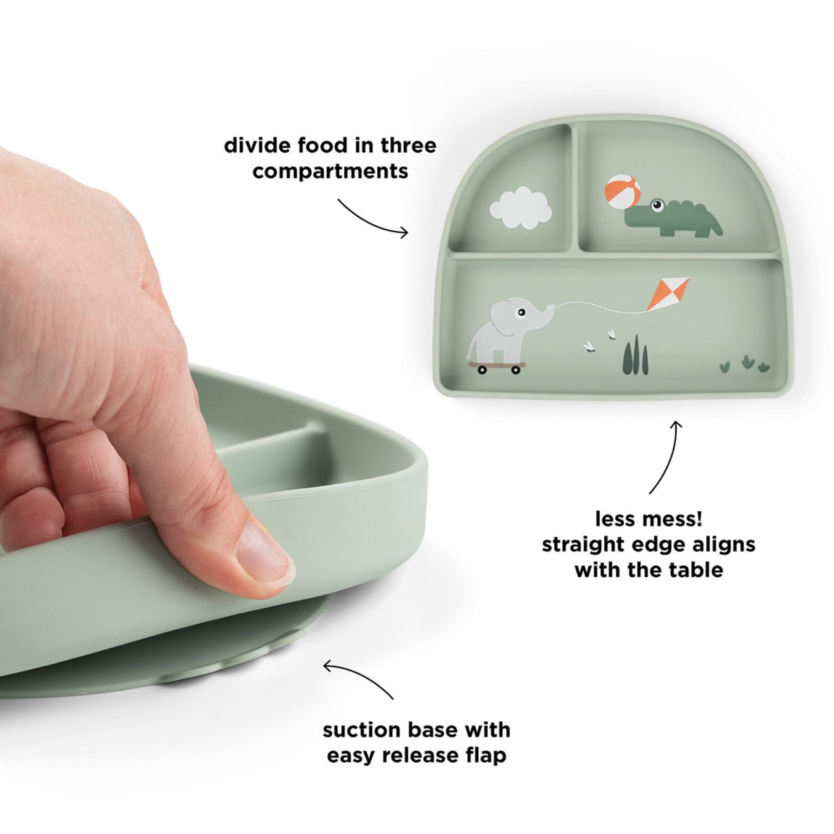 DonebyDeer Playground Green Stick&Stay Inddelt Plate
