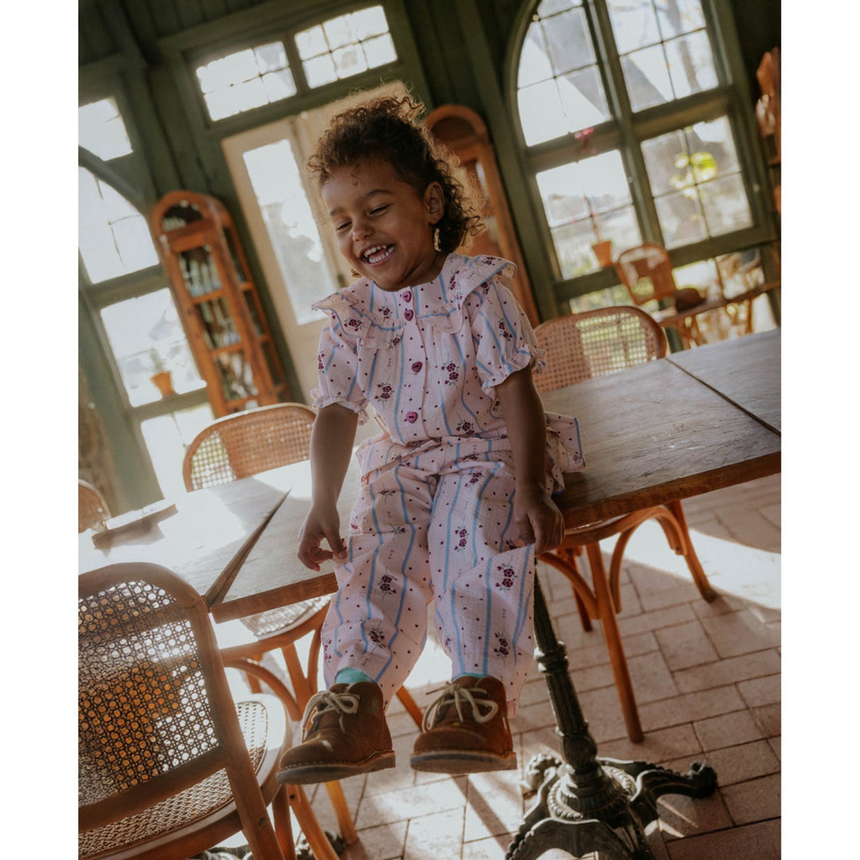 Fliink Chalk Pink Aop Colombe Ruffle Pants