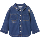 Name It Dark Blue Denim Flower Emb Nmfkara Emb Dnm Jacket 1224-Fr