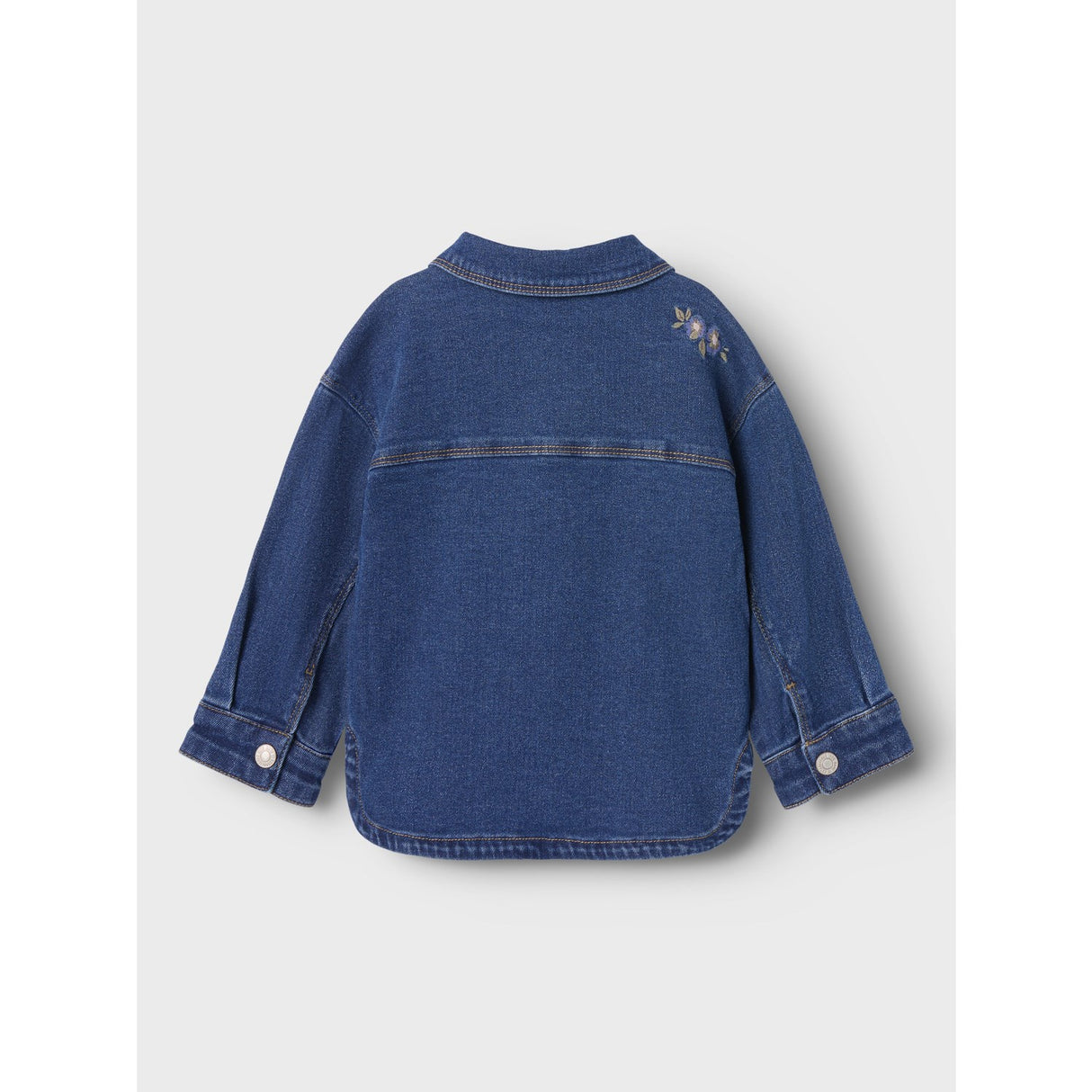 Name It Dark Blue Denim Flower Emb Nmfkara Emb Dnm Jacket 1224-Fr
