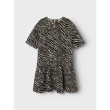 Name It Cement Black Zebra Nkfzebra Twill Ss Dress 4003-Td D