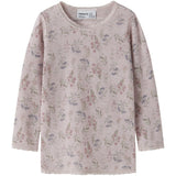 Name It Violet Ice Flowers + Leafs Nmfwang Wool Needle Ls Top Noos