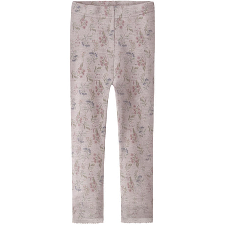 Name It Violet Ice Flowers + Leafs Nmfwang Wool Needle Leggings Noos