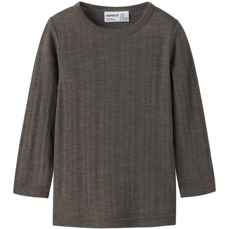 Name It Morel Nmmwang Wool Needle Ls Top Solid Noos