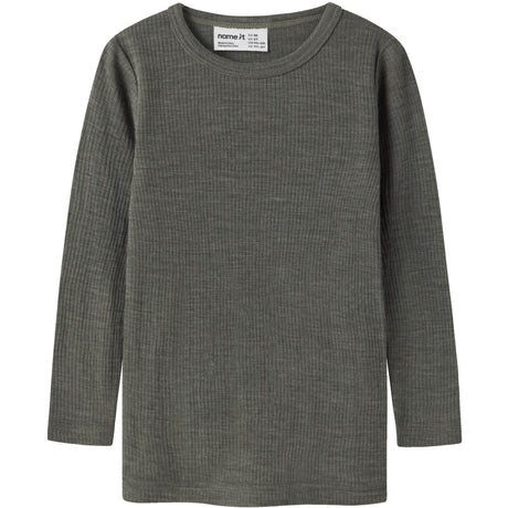 Name It Mulled Basil Nmnwax Wool Rib Ls Top Noos