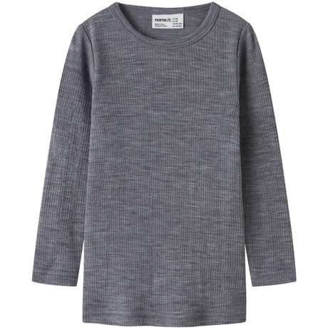 Name It Folkstone Gray Nmnwax Wool Rib Ls Top Noos