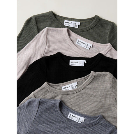 Name It Folkstone Gray Nmnwax Wool Rib Ls Top Noos