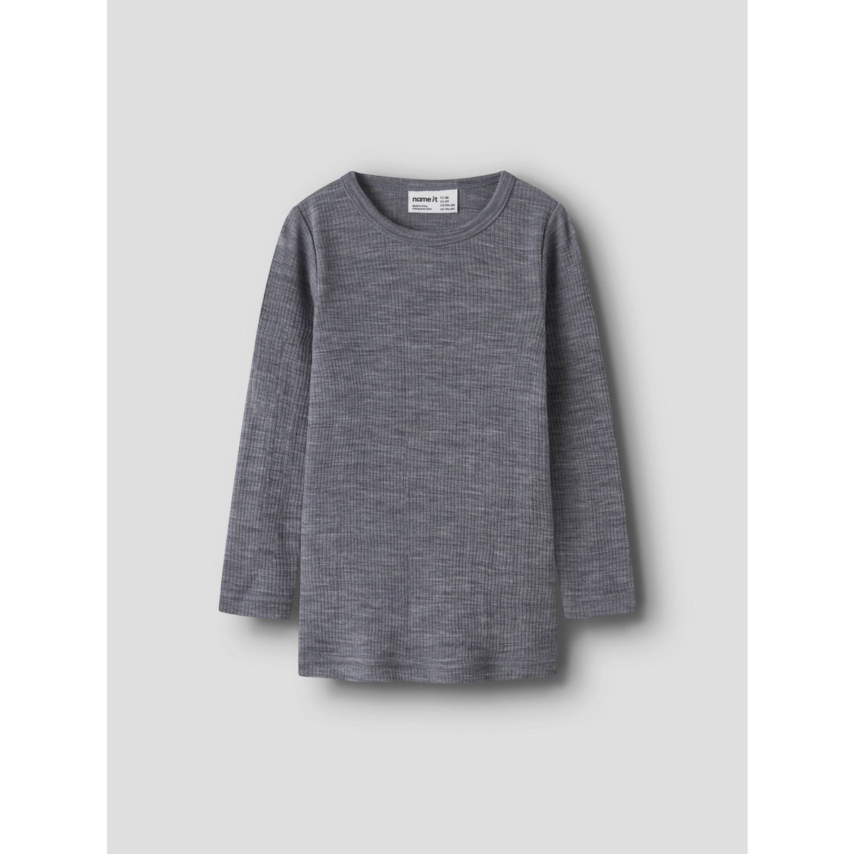 Name It Folkstone Gray Nmnwax Wool Rib Ls Top Noos