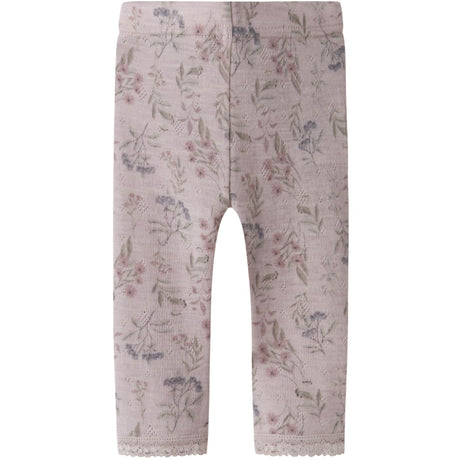 Name It Violet Ice Flowers And Leafs Nbfwang Wool Needle Leggings Noos
