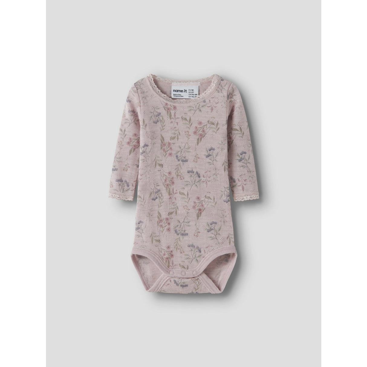Name It Violet Ice Flowers + Leafs Nbfwang Wool Needle Ls Body Noos