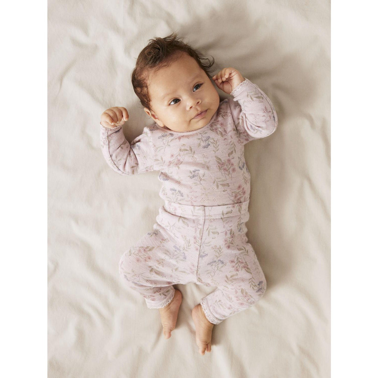 Name It Violet Ice Flowers And Leafs Nbfwang Wool Needle Leggings Noos