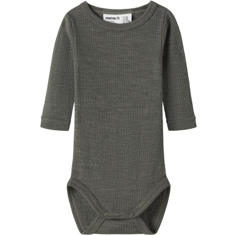 Name It Mulled Basil Nbnwax Wool Rib Ls Body Noos