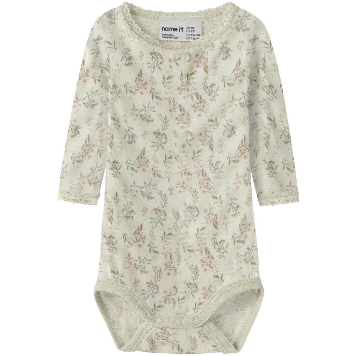 Name It Snow White Flowers + Leafs Nbfwang Wool Needle Ls Body Noos