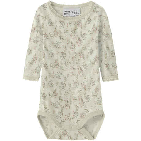 Name It Snow White Flowers + Leafs Nbfwang Wool Needle Ls Body Noos