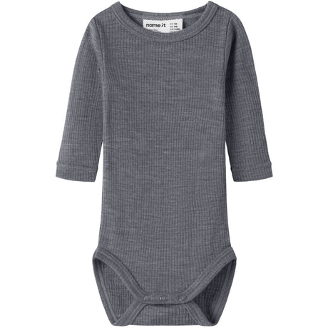 Name It Folkstone Gray Nbnwax Wool Rib Ls Body Noos