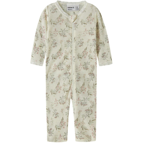 Name It Snow White Flowers + Leafs Nbfwang Wool Needle Nightsuit Noos