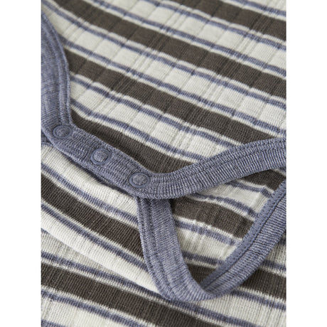 Name It Snow White Morel/Folkstone Gray Nbmwang Wool Needle Ls Body Noos